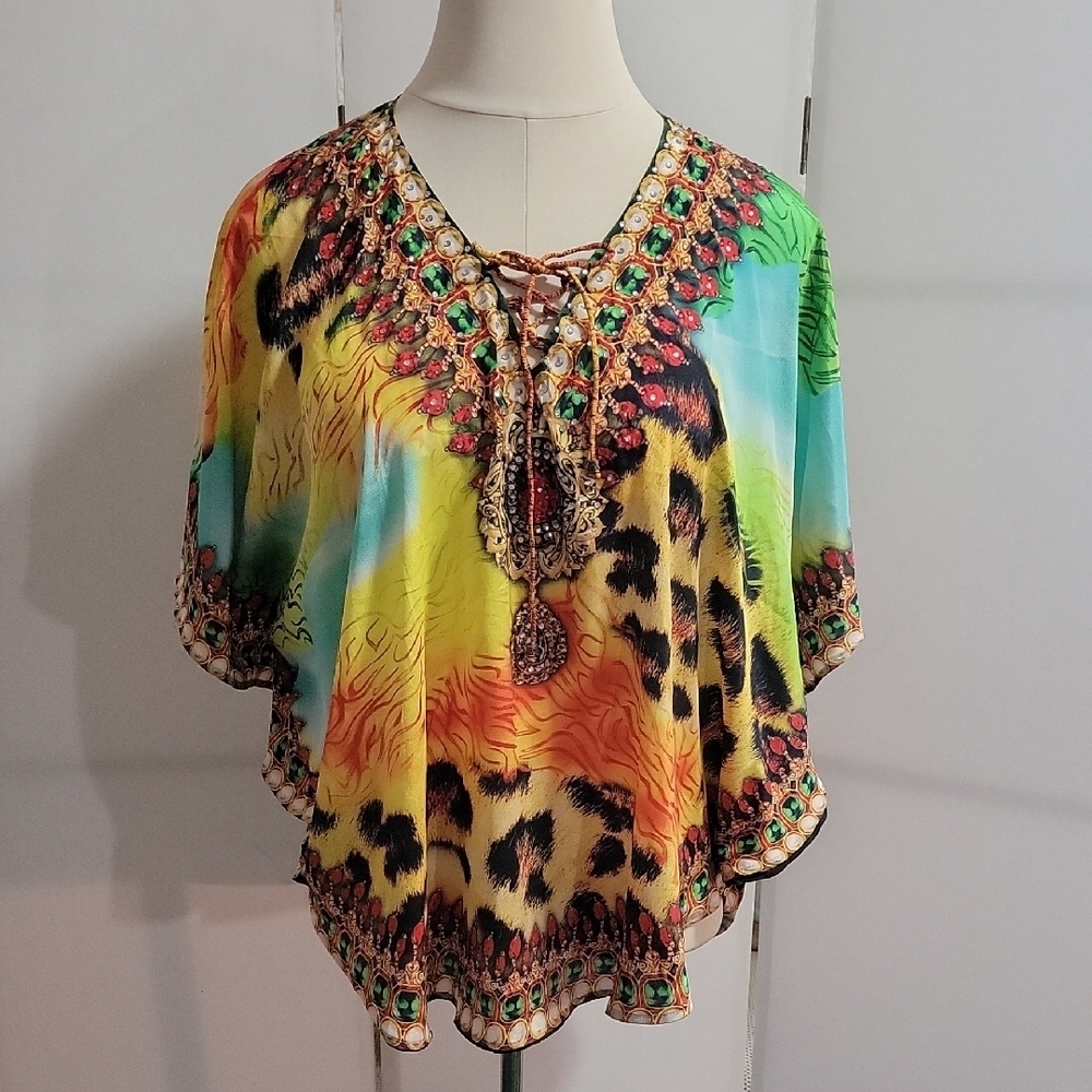 Multicolor Women's Top with Animal Print